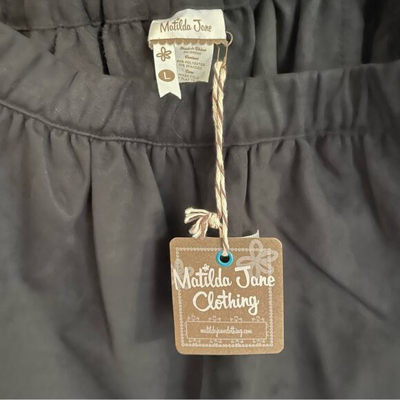 Matilda Jane Black Skater Skirt Large NEW With Tags Faux Suede Short Elastic NWT - Picture 4 of 7